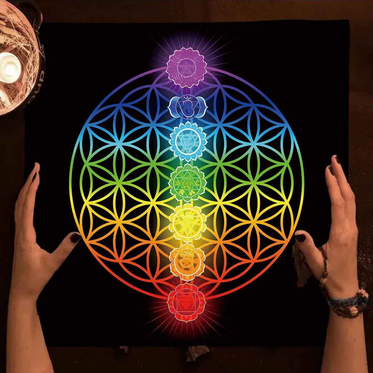 Tarot Tablecloth Mandala Flower Of Life Altar Cloth For Divination Meditation Circle Galaxy Tarot Mat Spiritual Oracle Card Pad