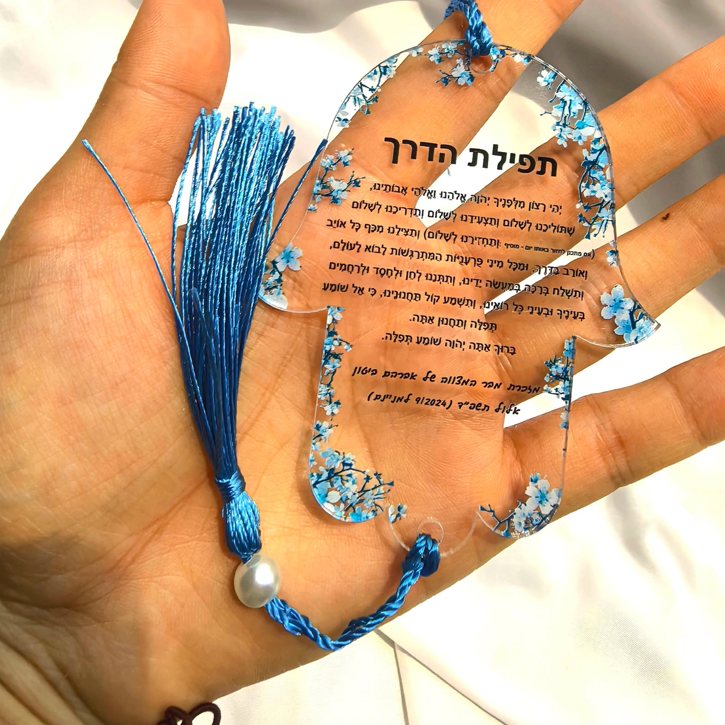 Hebrew Bar Mitzvah With White Pendant,Custom10pcs White Hanging Acrylic Prayer Cards,Hamsa Hebrew Card,Transparent