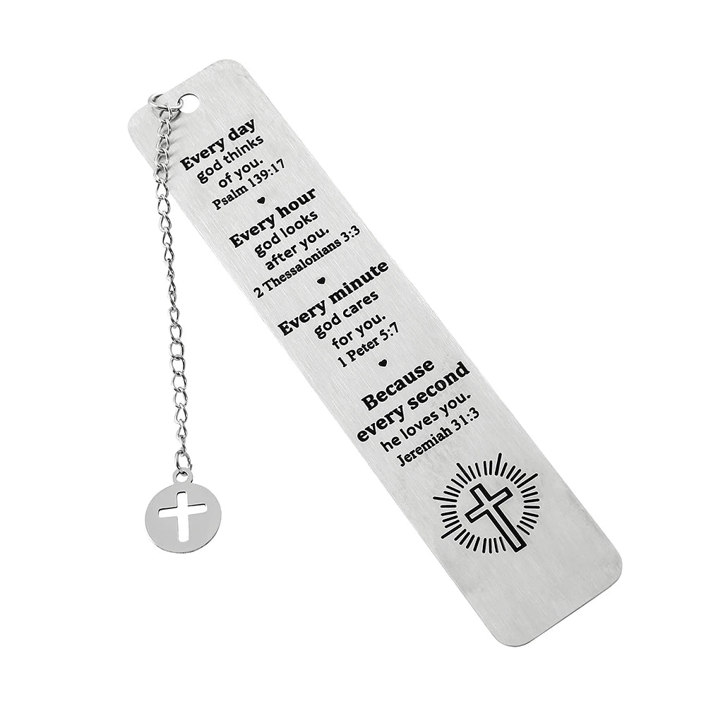 Religious Stainless Steel Bookmarks with Charms，Durable Page Markers for Christians, Bible Readers & Gift - Givers
