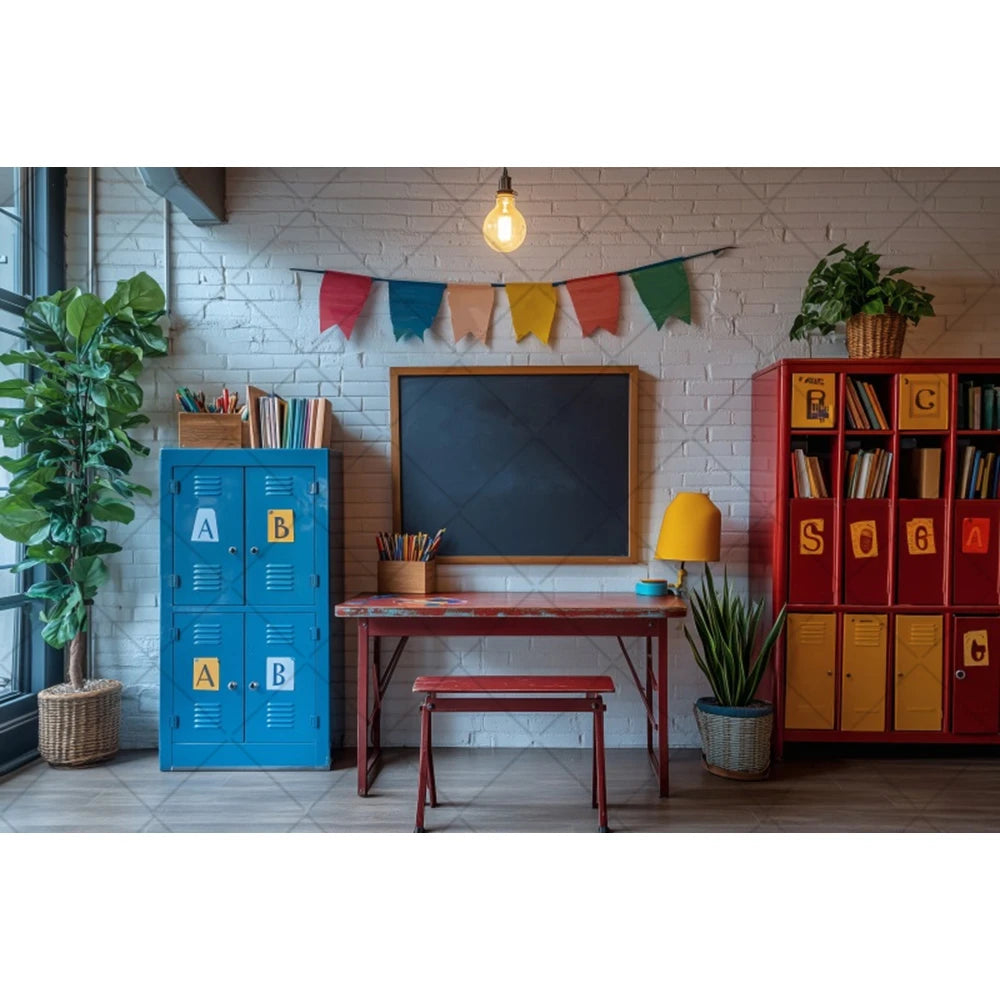 Back To School Season Backdrop Bookcase Blackboard Book Pencil Table Children Graduation Holiday Party Photography Background
