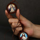 Cottvott Wood Sacred Heart of Our Lady Jesus Scapular Badges Leather Rope Chain Epaulet Prayer Baptism Communion Sacraments Gift