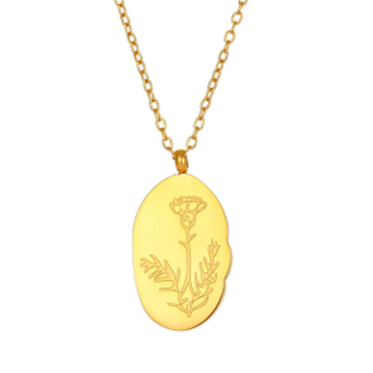 Titanium Steel December Flower Irregular Pendant Necklace Birth Flower Necklace Month Flower Color Preservation