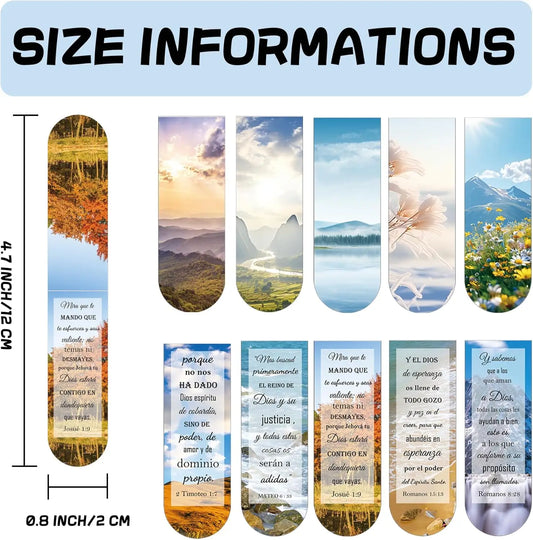 Spanish Bible Magnetic Bookmarks Christian Scenery Magnet Bookmark Clips Bible Page Markers for Book Lovers Reading 20pcs