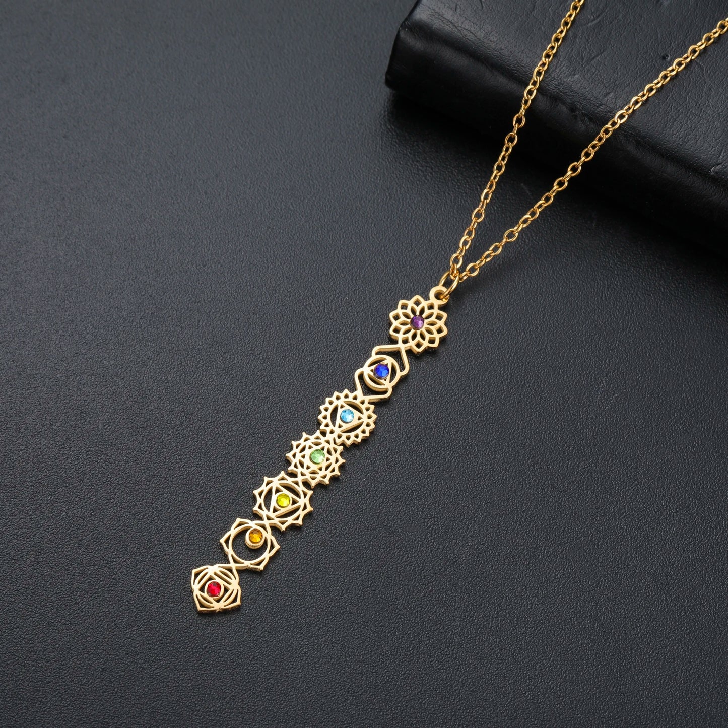 HIPEE 7 Chakra Yoga Necklace with Colorful Stone Stainless Steel Pendant for Meditation Boho Spiritual Gift