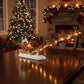 Christmas Santa Claus Sleigh and Reindeer Figurine with LED Lights Holiday Ornament Xmas Home Tabletop Decoration Gift