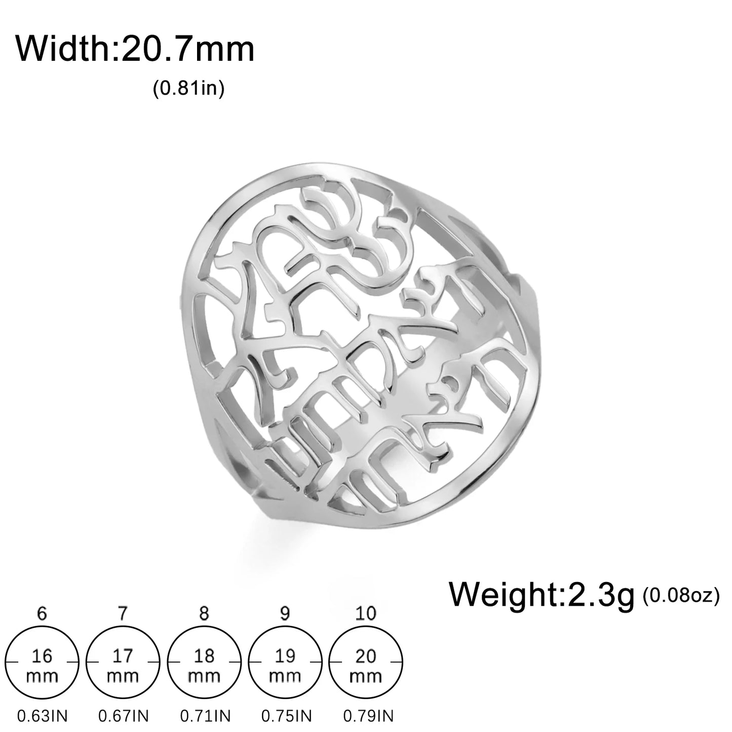 LIKGREAT Women Shema Ring Hebrew Kabbalah Jewish Faith Prayer Judaica Jewelry Religious Amulet Stainless Steel Gift