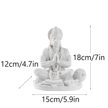 Vilead Sandstone White Hanuman Statue Hindu Monkey God Sculpture Yoga Meditation Decoration Buddha Ganesha Vishnu India FengShui