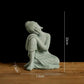1Pcs Mini Buddhism Figurine Desk Decor Zen Statue Green Sandstone Thailand Ornament Buddha Garden Statue Fish Tank Decor〔Nest〕