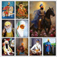 Sikh Historical Art Print of Guru Nanak Dev, Guru Ram Das, Baba Deep Singh & Maharaja Bhupinder Singh Vintage Devotional Poster