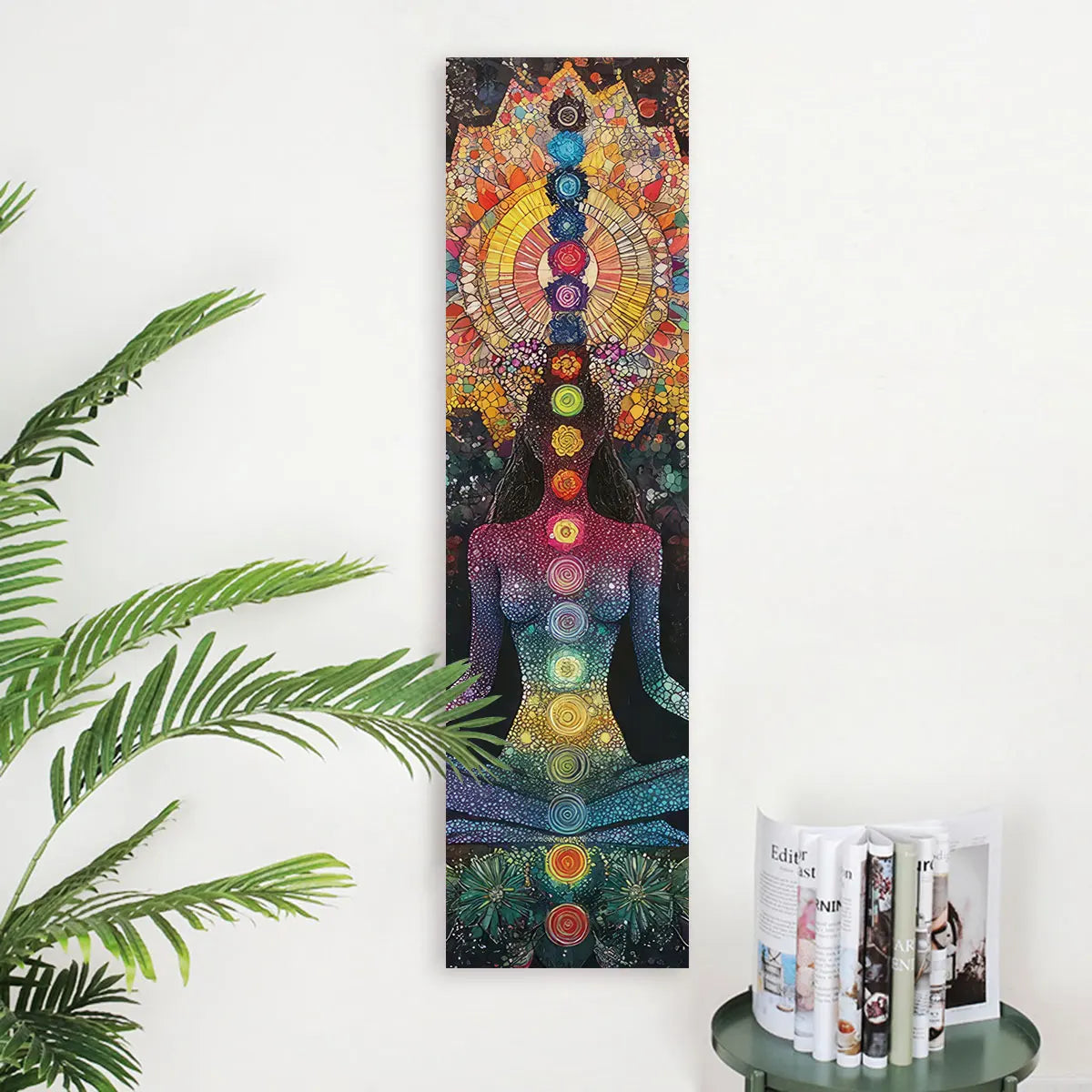 Bohemian Chakra Meditation Vertical Tapestry Colorful Mandala Rainbow Tapestry Wall Hanging For Living Room Aesthetic Tapestry