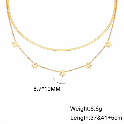 Lucktune Magen David Star Snake Chain Necklace for Women Stainless Steel Hexagram Pendant Necklace Choker Jewish Vintage Jewelry