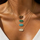 Luxury Natural Stone Evil Eye Pendant Necklace Inlaid Zircon Fashion Stainless Steel Clavicle Chain Jewelry Party Gift for Women