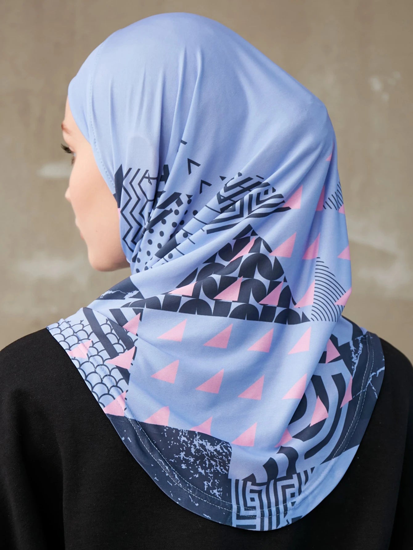 Sporty Inner Women's Hijabs Muslim Breathable Islamic Instant Turban For Ladies Geometric Printing Pattern Head Wrap Headband