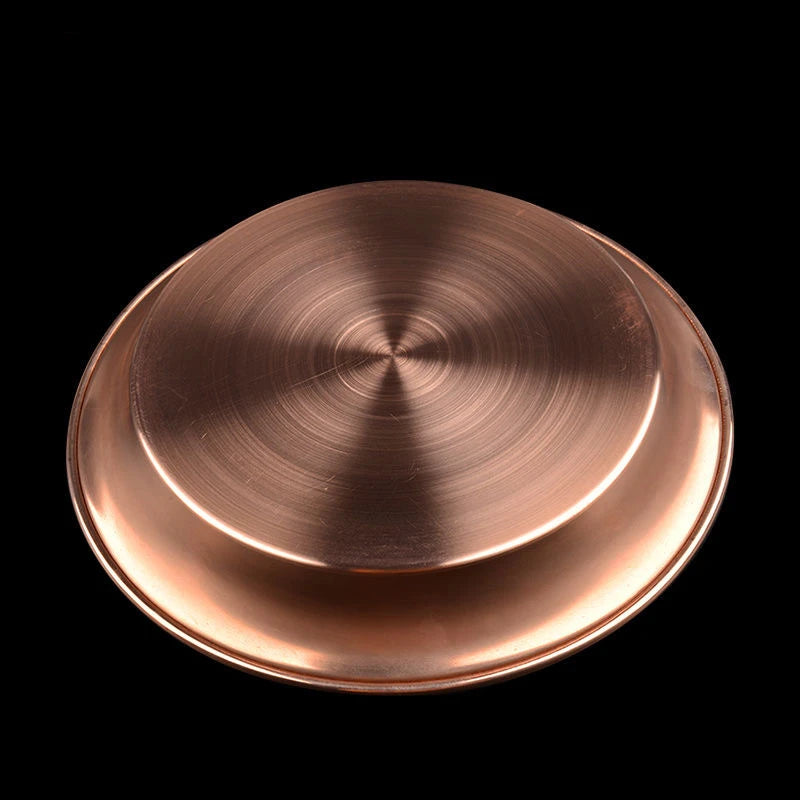 7pcs Pure Copper Tribute Plate Brass Auspicious Luster Tibetan Plate Collection Buddhist Fruit Saucer Home's Gift Decorative