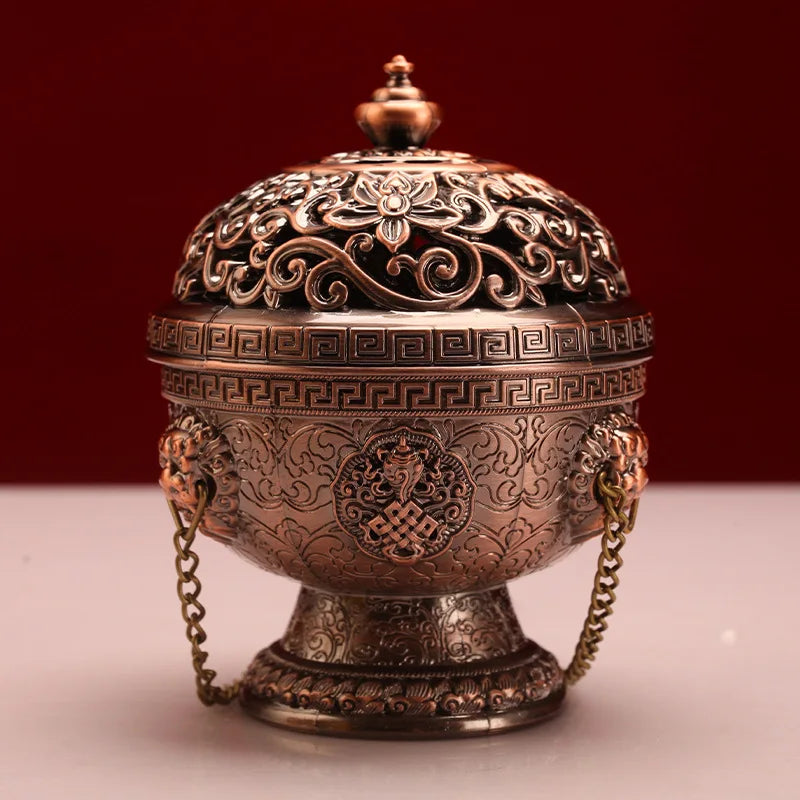 Small Tibetan galsang flower hanging incense burner, Alloy eight-auspicious spice powder incense burner, Home aroma ornaments