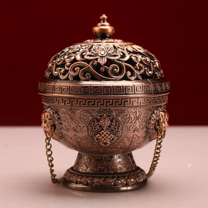 Small Tibetan galsang flower hanging incense burner, Alloy eight-auspicious spice powder incense burner, Home aroma ornaments