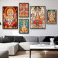 India Hindu Golden Ganesha Temple Poster Shiva Parvati Painting Canvas Prints Elephant God Religion Picture Room Hoom Wall Decor