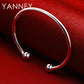 Real 925 Sterling Silver 4MM Simple Opening Bangle Bracelet For Women Men Fashion Hip Hop Punk Jewelry Wedding Gifts