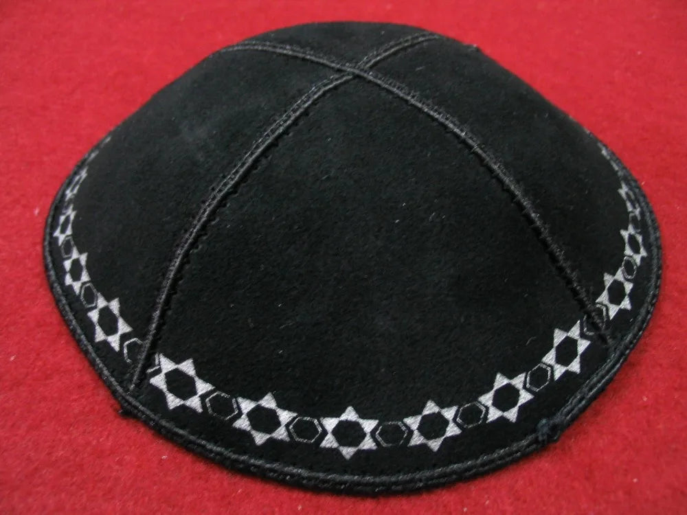 PRINTED SUEDE LEATHER KIPPAH JEWISH KIPPAH LEATHER YARMULKE KIPPAH