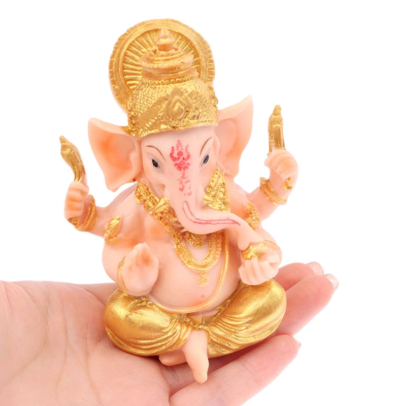 Bar Counter Cashier Desktop DIY Decoration Gold Lord Ganesha Buddha Statue Elephant God Sculptures Ganesh Figurines
