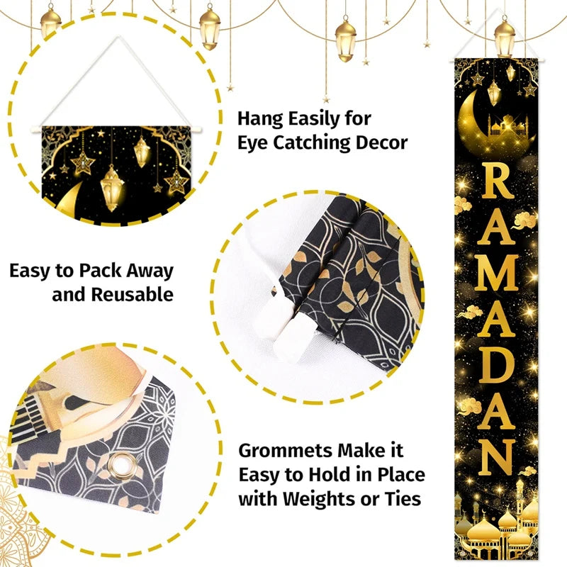 Eid Mubarak Door Banner Ramadan Decoration for Home 2025 Mubarak Ramadan Kareem Islamic Muslim Party Decor Eid Al Adha Gifts