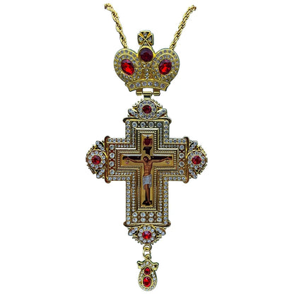 HTISOK Orthodox Cross Necklace Jesus Crucifix Pendants Gold Chain Religious Jewelry православным крестом