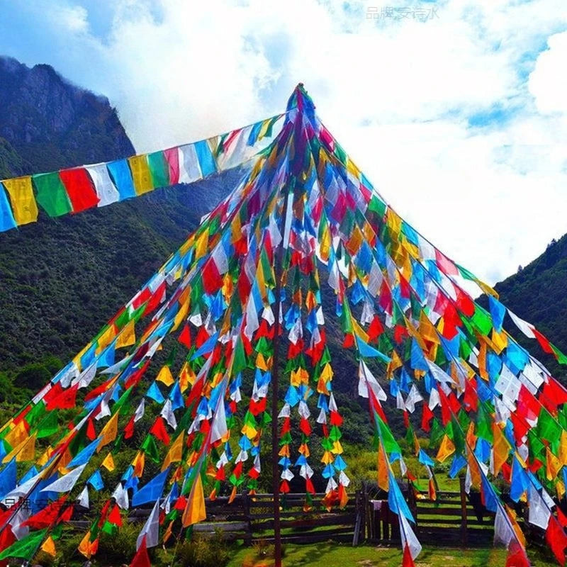 Tibetan Buddhism Satin Prayer Flags 5 Color Prayer Flags Xizang Longda Prayer Flag Decor Pray for Happiness Health Fengma Flag