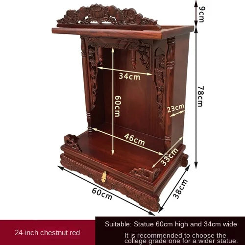 Standing Cabinet with Buddhist Nativity, Solid Wood, God of Wealth