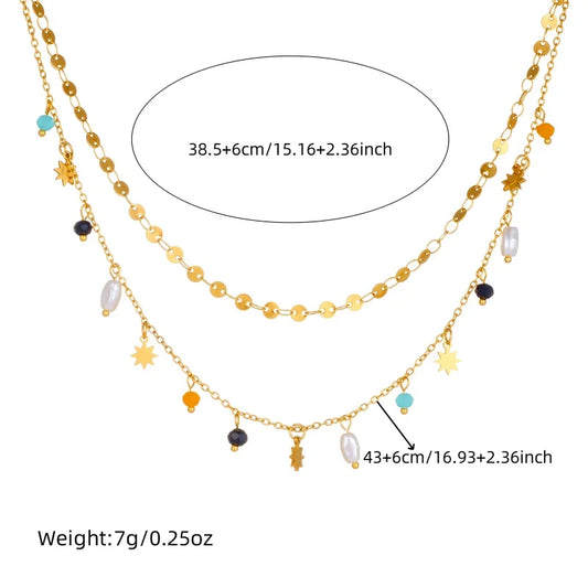 DIEYURO 316L Stainless Steel Geometry Pearl Pentacle Necklace New Delicate Fashion Gold Color Star Pendant Neck Jewelry Gifts