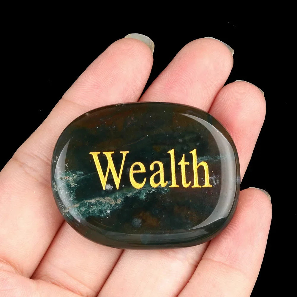 Natural Stone Crystal Engraved Different Inspirational Word Worry Stones Reiki Healing Crystals Palm Gemstone Thanksgiving Gifts