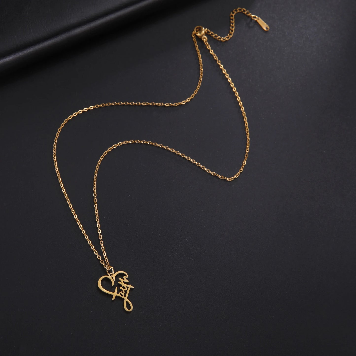 Unift Christian Faith Heart Necklace for Women Stainless Steel Vintage Religious God Bless Prayer Wedding Jewelry Gift Wholesale