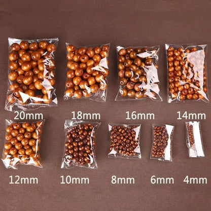 4mm-20mm Big Hole Round Natural Wooden Eco-Friendly Loose Spacer Wood Brown Coffee Beads For Jewelry Making Bracelet Craft DIY