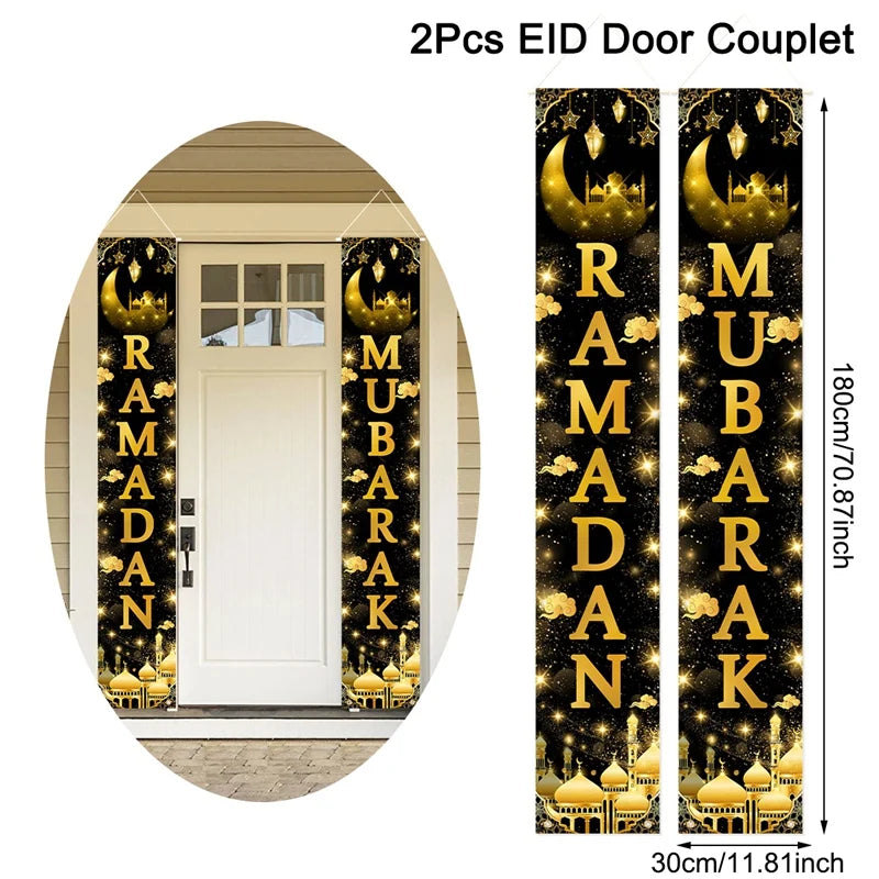 Eid Mubarak Door Banner Ramadan Decoration for Home 2025 Mubarak Ramadan Kareem Islamic Muslim Party Decor Eid Al Adha Gifts