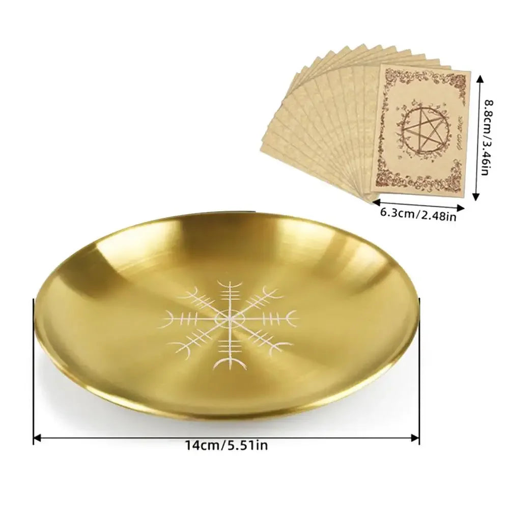 Witch Candle Holder Offering Plate Candlestick Altar Serving Tray Stainless Steel Tarot Candlestick Round Plate For Altar Prayer
