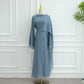 Sweet Slim-Fit Hijabi Abaya Dress-Fixed Long Scarf, Integrated Waist Belts, Decorative Pin. Ramadan Eid Party Muslim Women Dress