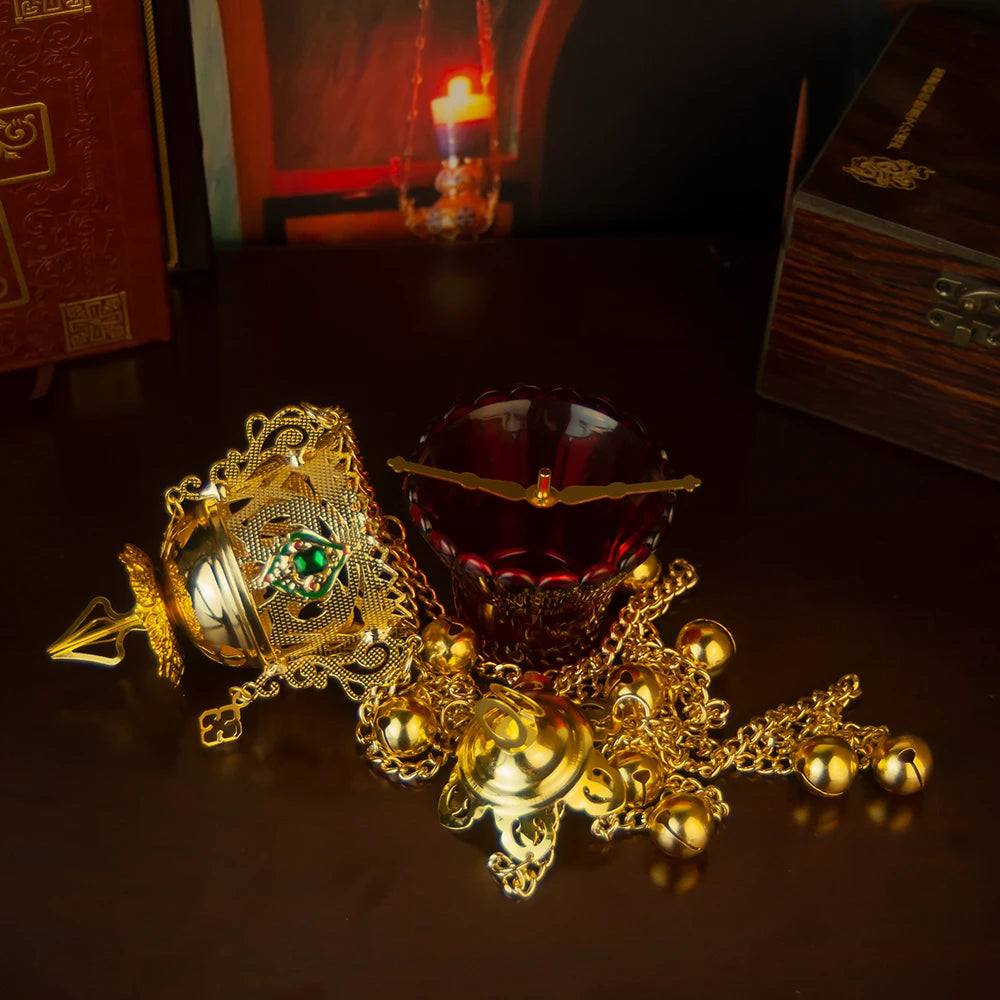 New 2026 Orthodox Church vigil Lamp Small Hanging Lamp With Chain High Quality By Hand Made Golden Plating Box Gift