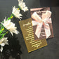 Hot Mirror Gold Custom Wedding Invitation Card,Acrylic Hebrew,Prayer Blessings,Candle Design Bar Mitzvah Wood,Souvenir,Tied Bow