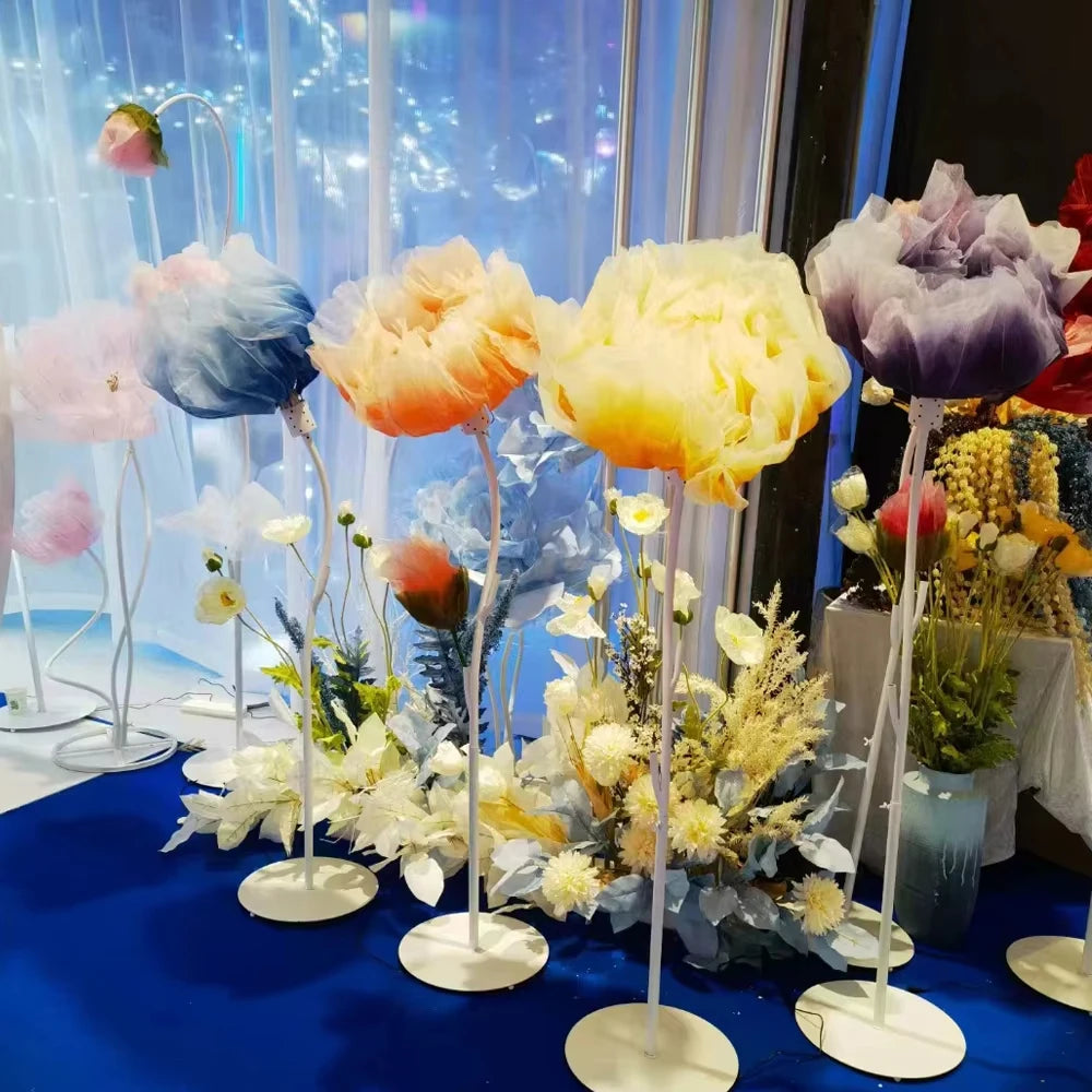 Automatic mechanical silk flowers, wedding Christmas decorations, adjustable height, suitable for party, home office centerpiece