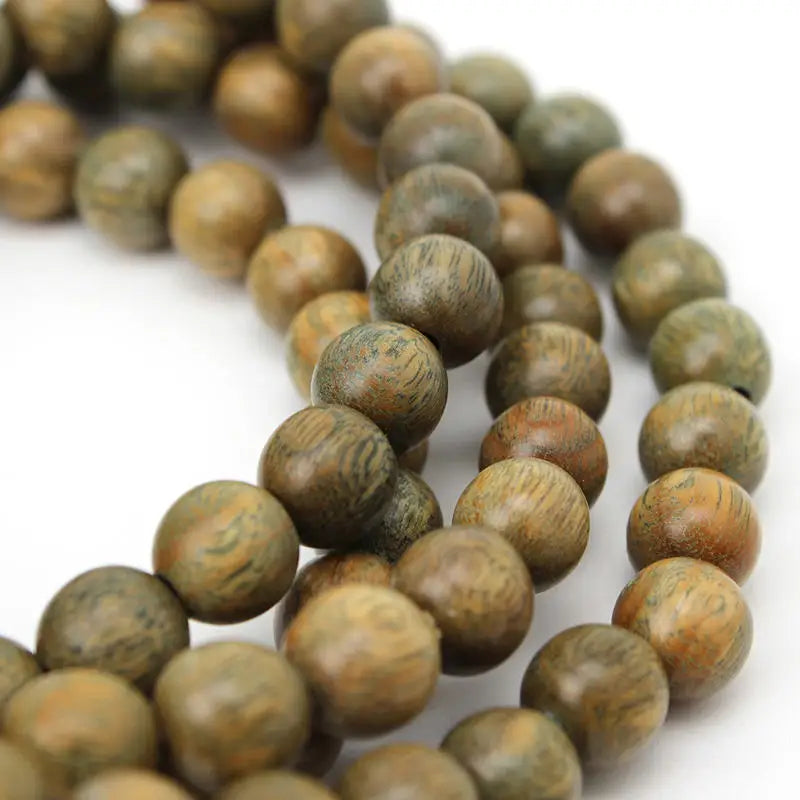 Buddhist 8mm 108 Natural Green Sandalwood Prayer Malas Bracelets Fragrant Wooden Verawood Beads Necklace BRO933