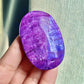 1pc Deep Purple Moonstone Palm Stone - Glossy Oval Shape Worry Stone for Home Decor & Holiday Gifts