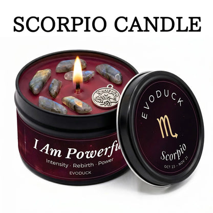 Scorpio Zodiac Scented Candle, Sandalwood Myrrh, Astrology Aromatherapy Candle in Tin, Home Fragrance Decor Birthday Gift, 3oz