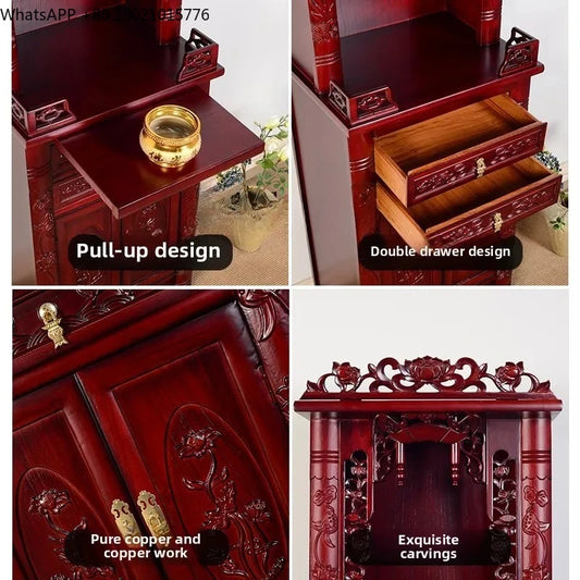 ZZ Buddhist shrine shrine vertical cabinet offering rack God of Wealth Bodhisattva offering table Solid wood household