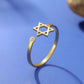 Teamer Jewish Star of David Open Ring with Clear Zircon Stainless Steel Ring Women Hexagram Jewelry Birthday Gift Wholesale