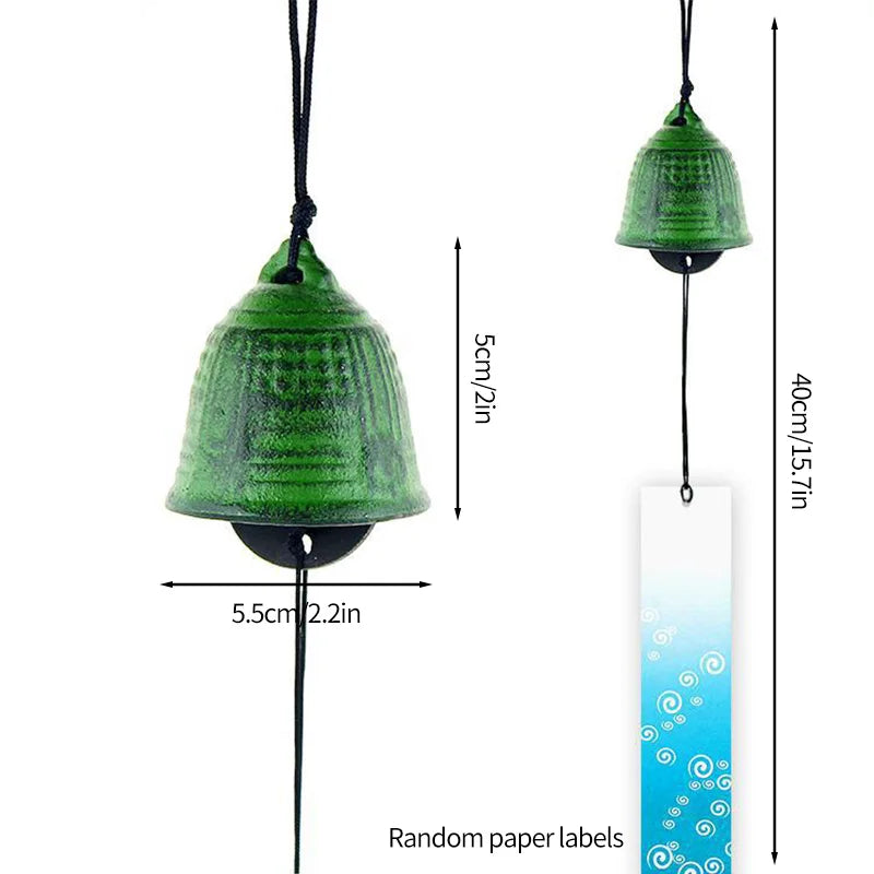 Japanese Wind Chimes Cast Iron Feng Shui Wind Bells Good Luck Hanging Pendant Indoor Outdoor Temple Home Garden Decoration