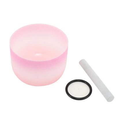 Pink Candy Crystal Singing Bowl C/D/E/F/G/A/B Note Frosted Quartz Chakra Crystal Singing Bowl for Sound Healing Meditation Yoga