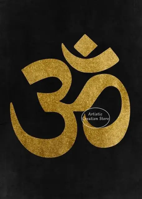 Golden Om Hindu Symbol Ganesha Poster  Indian God Canvas Prints Wall Art for Living Room Bedroom  Minimalist Decor Spiritual Hom