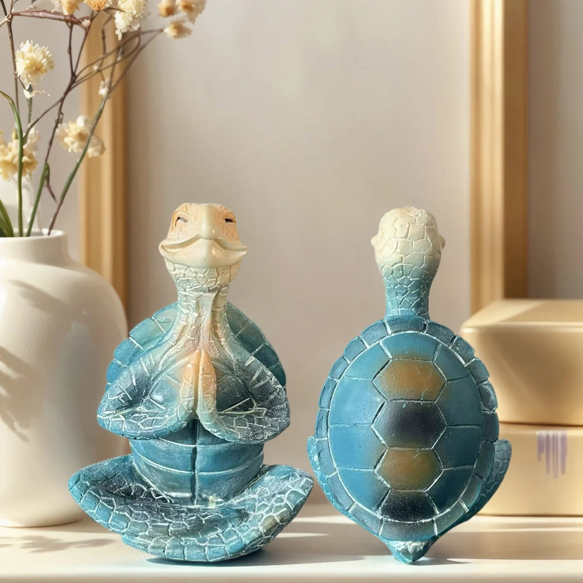 1 Piece Resin Craft Meditation Turtle Statue, Resin Zen Decoration, Home and Garden Sculpture, Resin Zen Decoration Suitable for Turtle Enthusiasts and Collectors.