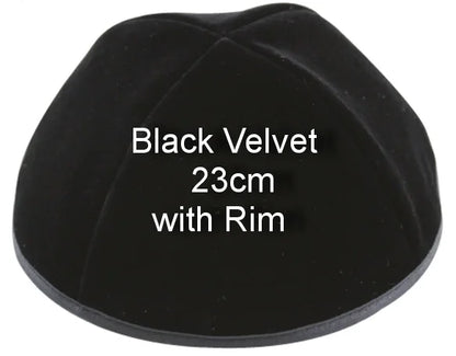 BLACK VELVET JEWISH KIPPAH YARMULKE KIPPOT RIMLESS OR WITH NO RIM
