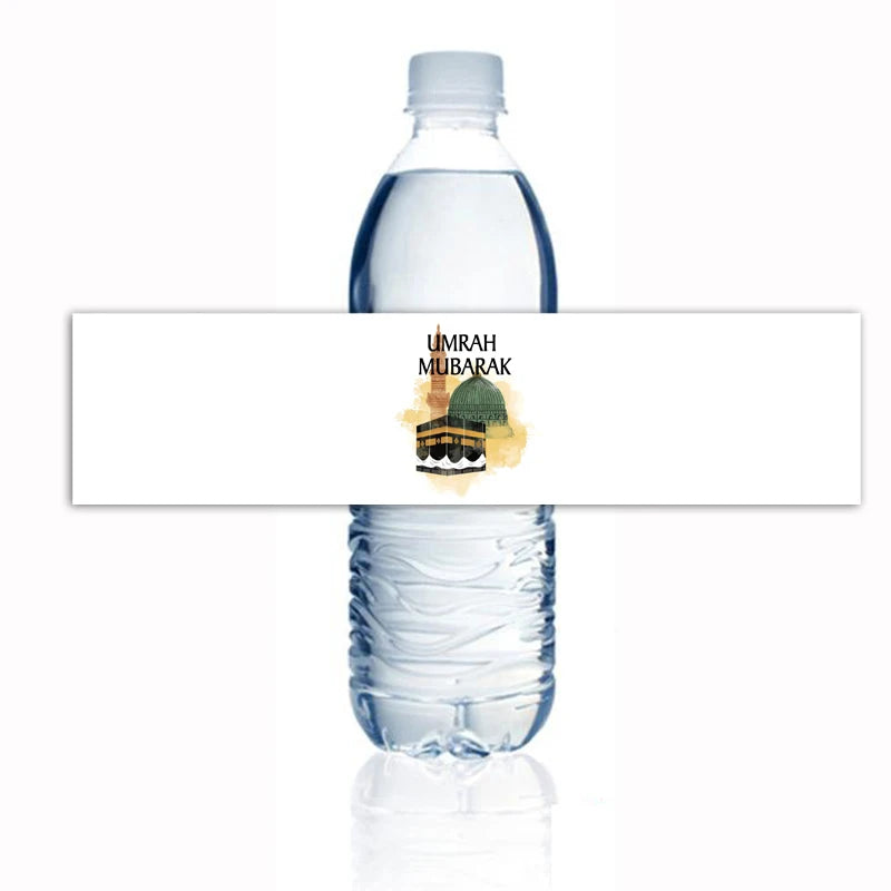 Umrah mubarak Water Bottle Sticker hajj mubarak Bottle Labels Paper Wrapper Eid Party Supplies