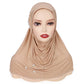 Trendy Muslim Instant Hijab Beads Bonnet Stretch Scarf Islamic Headband Jersey Hijab Headwrap Turbante for Women